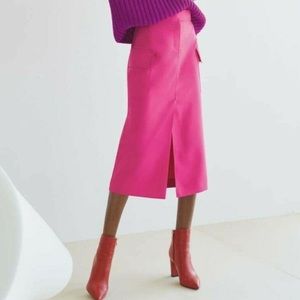 Topshop Utility Midi Skirt Fushia Cargo Mini Penci
